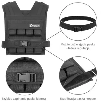 Kamizelka treningowa z obciążeniem 16 KG KTO16 HMS PREMIUM