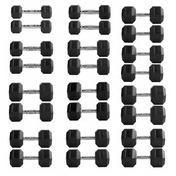 Zestaw hantli HEX 2x 2,5kg – 25kg + Stojak na hantle THORN FIT