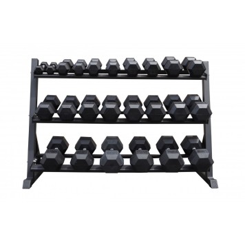 Zestaw hantli HEX 2.0 - 2 x 2,5-30 kg XMOR + Stojak na hantle HEX AC-178 BAUER FITNESS