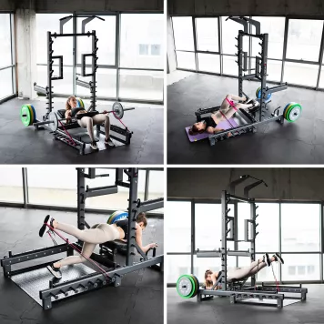 Stojak multifunkcyjny z platformą do podnoszenia ciężarów i Hip Thrust SMP01 COMMERCIAL HMS