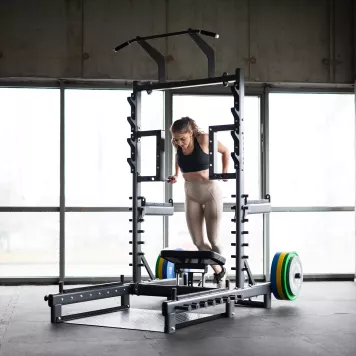 Stojak multifunkcyjny z platformą do podnoszenia ciężarów i Hip Thrust SMP01 COMMERCIAL HMS