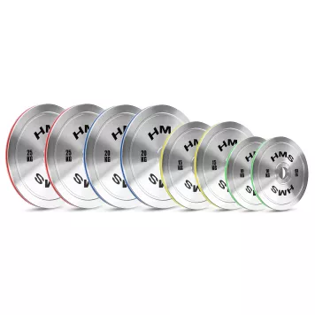 Zestaw talerzy olimpijskich stalowych kalibrowanych TOS 2 x 10 - 25 kg (140 kg) HMS