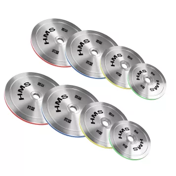 Zestaw talerzy olimpijskich stalowych kalibrowanych TOS 2 x 10 - 25 kg (140 kg) HMS