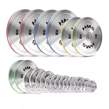 Zestaw talerzy olimpijskich stalowych kalibrowanych TOS 2 x 0.25 - 25 KG (168 KG) HMS