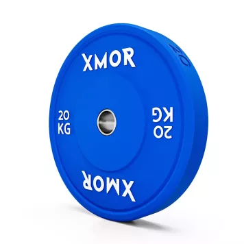 Stojak na obciążenia i gryfy olimpijskie 2.0 + Zestaw obciążeń 150 kg BLACK TRAINING BUMPER 2.0 XMOR