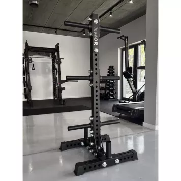 Stojak na obciążenia i gryfy olimpijskie 2.0 + Zestaw obciążeń 150 kg BLACK TRAINING BUMPER 2.0 XMOR