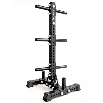 Stojak na obciążenia i gryfy olimpijskie 2.0 + Zestaw obciążeń 100 kg BLACK TRAINING BUMPER 2.0 XMOR