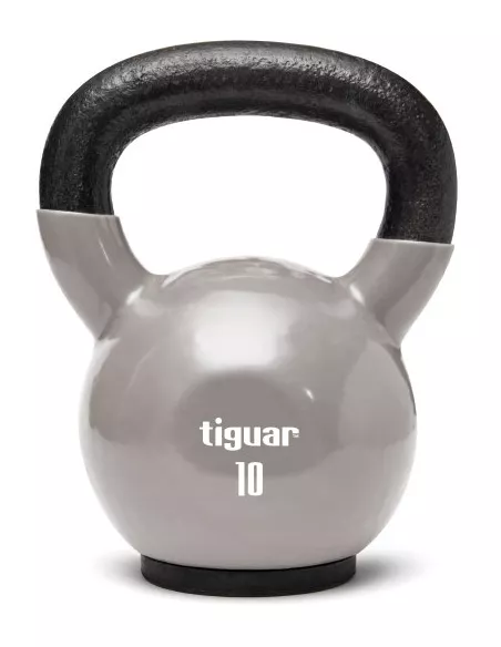Hantla winylowa kettlebell 10 kg tiguar (jasny szary)